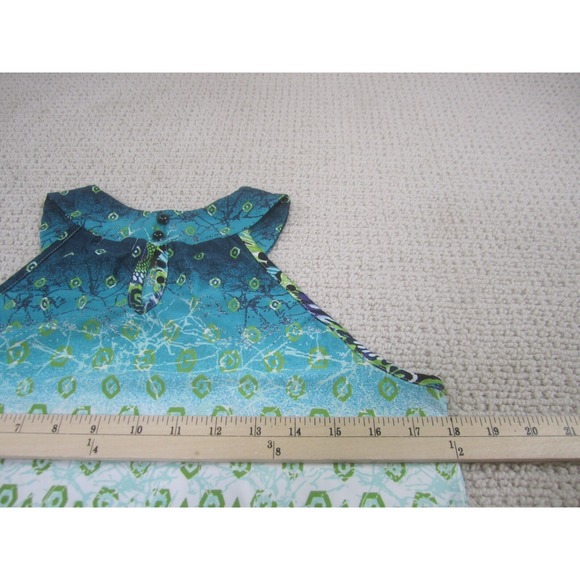 Womens Blouse Shirt Medium Blue Green Tank Top Casual Cocomo Sleeveless Polyeste - Picture 5 of 7